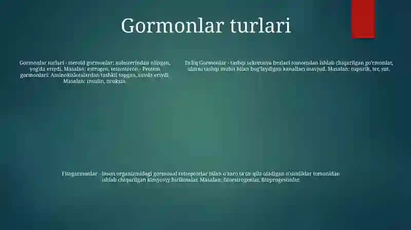 To'Liq Gormonlar. Fitogarmonlar. Gormonlar Va Retseptorlar Ularning Turlari 4