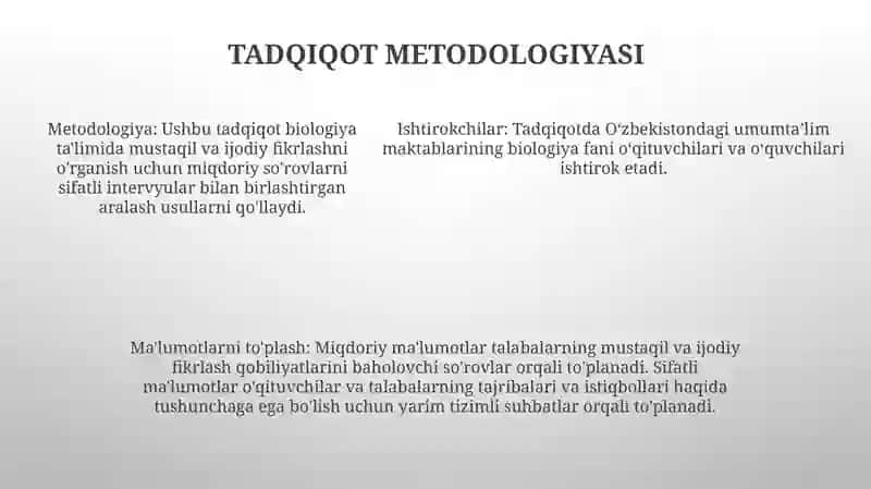 Biologiyani O'Qitishda O'Quvchilarning Mustaqil Va Ijodiy Fikr Yuritishi 4