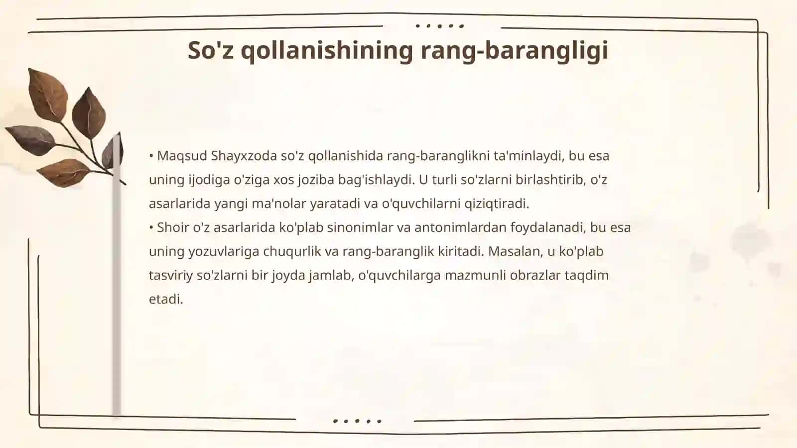 Maqsud shayxzoda sheriyatida sòz qollanishining rang barangligi 4