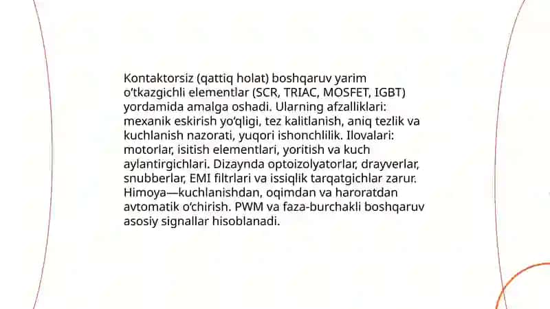 Elektr avtomatika tizimlarida releli va kontaktorsiz boshqaruv 4