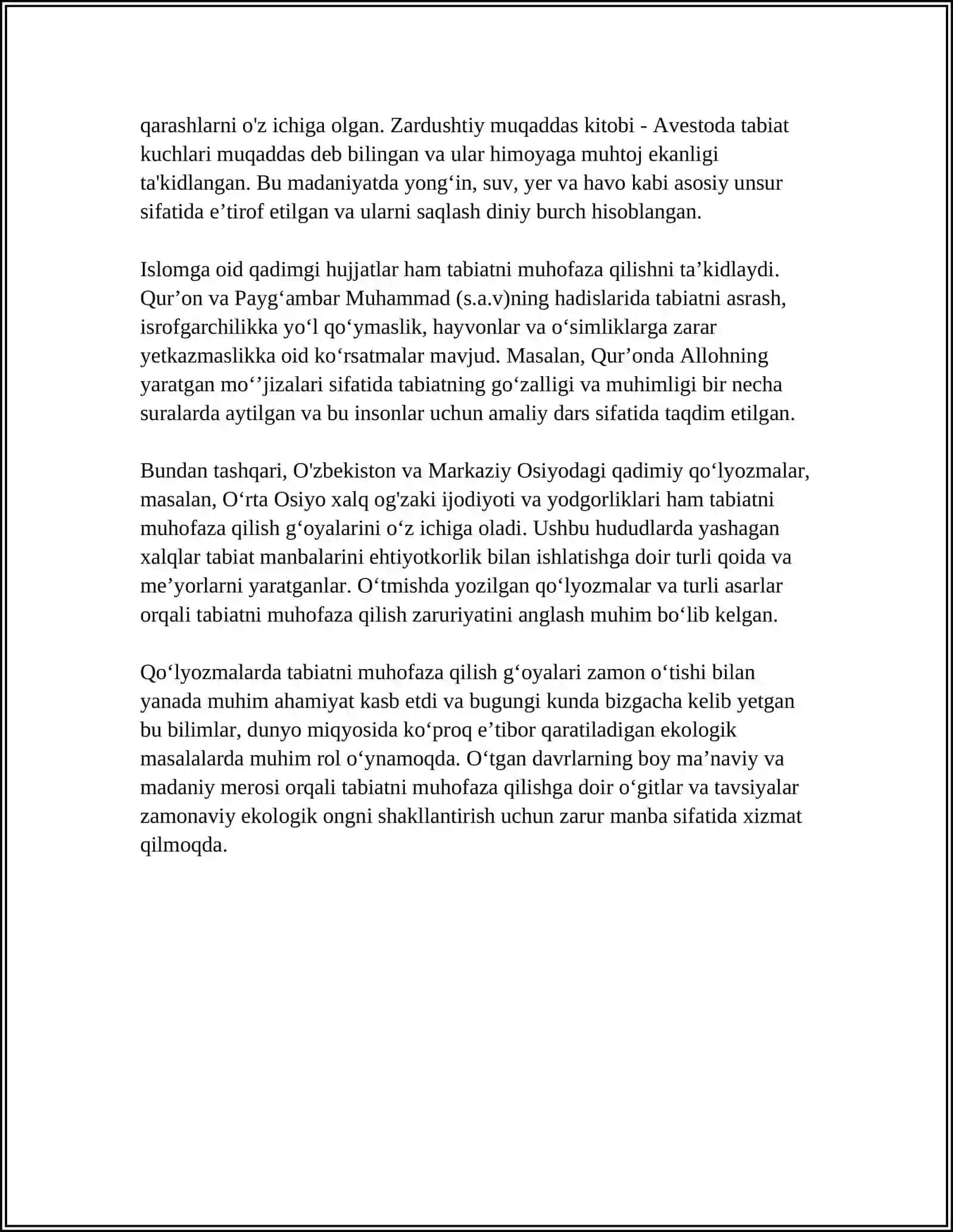Qadimgi Qo‘lyozmalarda Tabiatni Muhofaza Qilish G‘oyalari 4