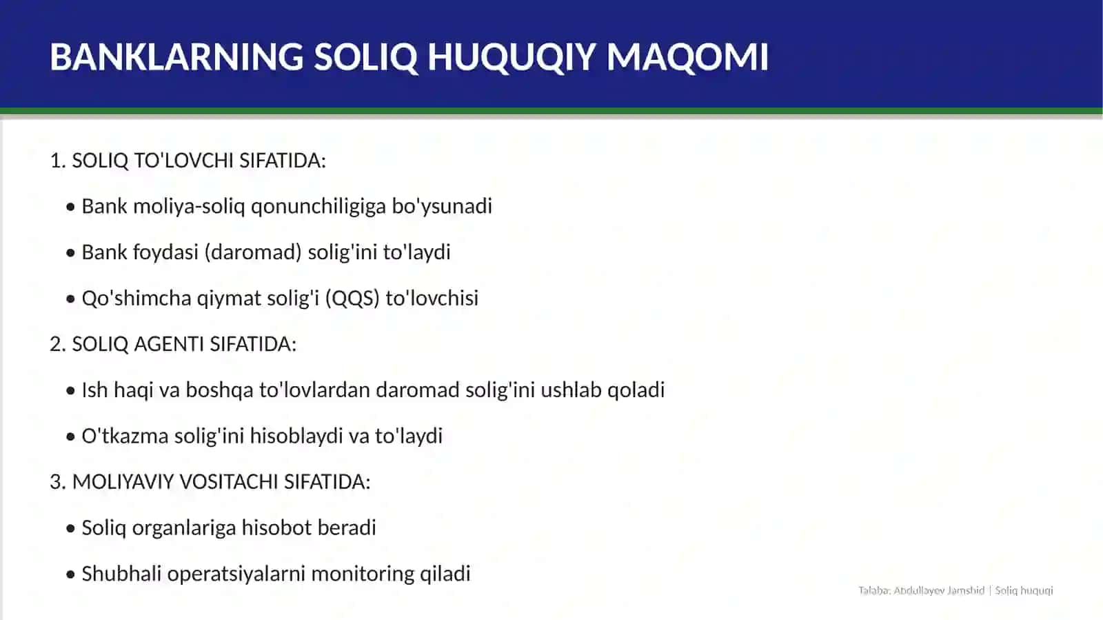 SOLIQ HUQUQI MUNOSABATLARIDABANKLARNING ISHTIROKI 4