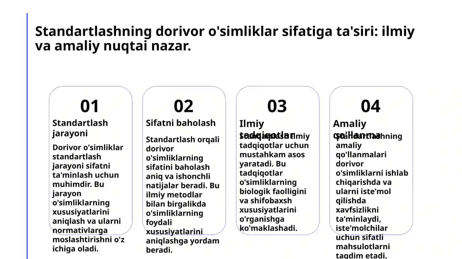 O'simlik xom ashyolarini standartlashning ahamiyati 4