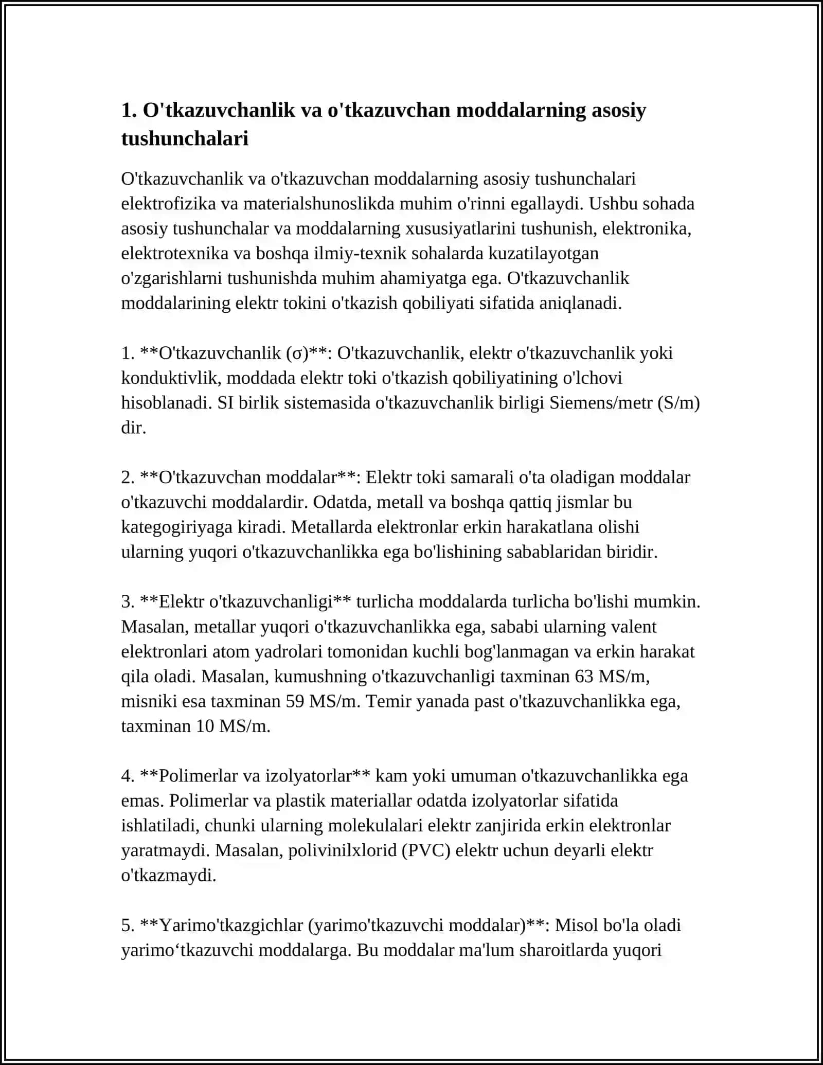 O’RTA O’TKAZUVCHANLIK VA UNING KVANTOMEXANIK TALQINI 4