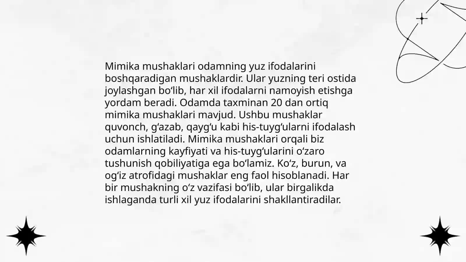 Bosh sohasi mushaklari. Mimika va chaynov mushaklarining xususiyatlari 4