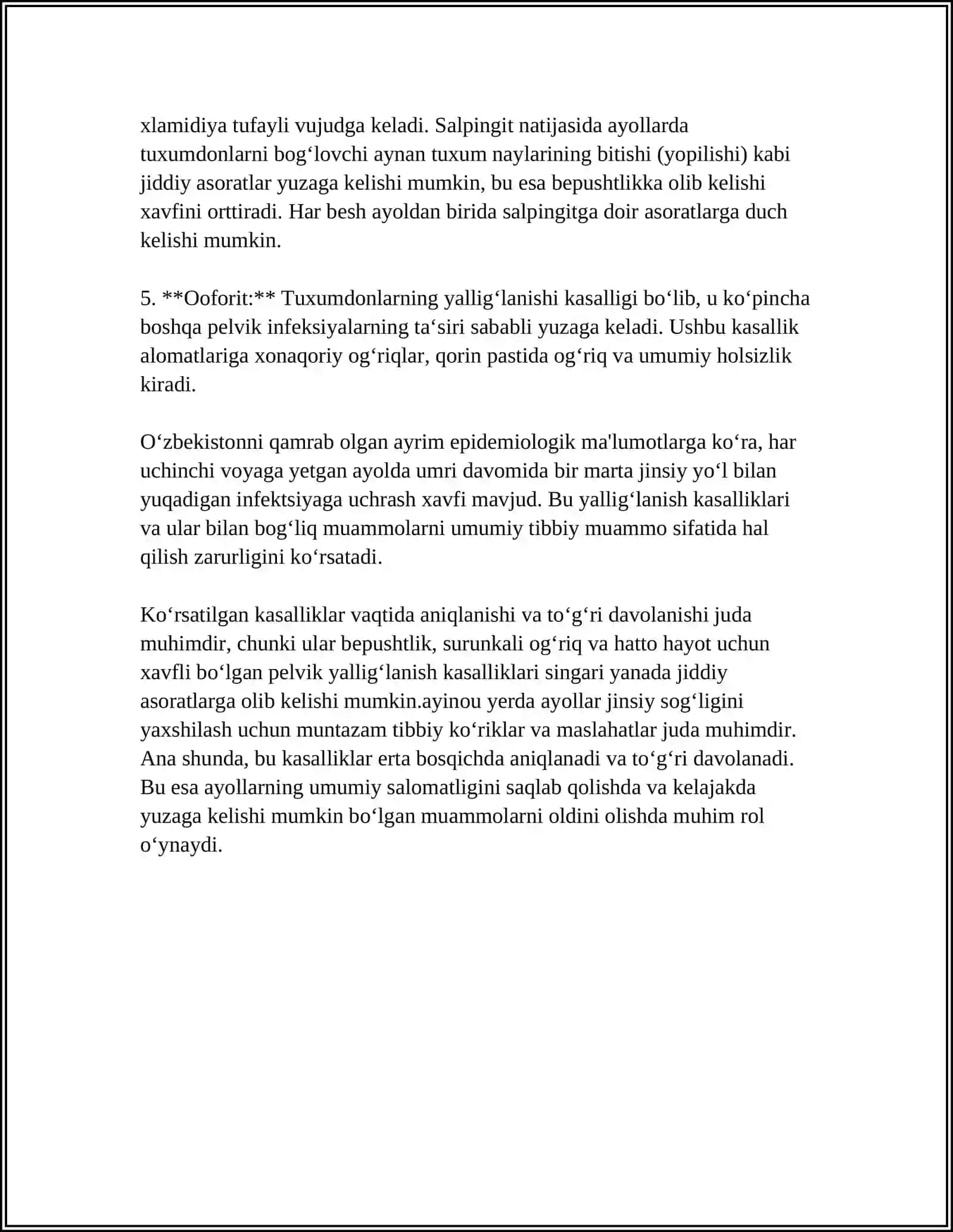 AYOLLAR JINSIY AZOLARI SPETSIFIK YALLIĜLANISH KASLLIKLARI 4
