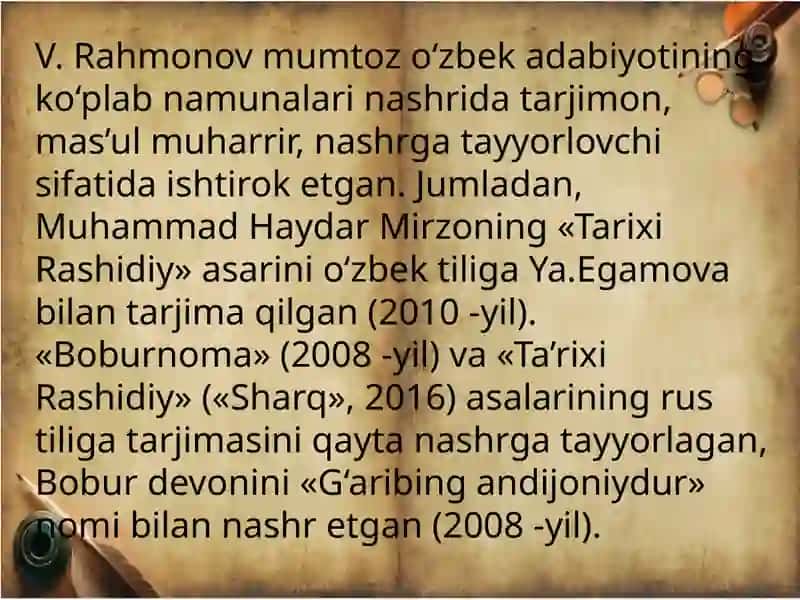 M.V Rahmonovning matniy tadqiq boʻyicha kuzatishlari taqdimot 4