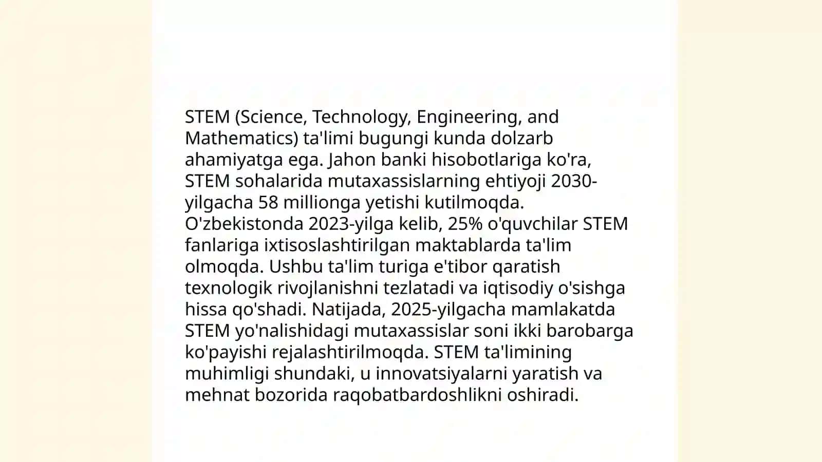 Stem va steam ning rivojlanishi. Stem ning Steam ga aylanishi va takomillashtirishi 4