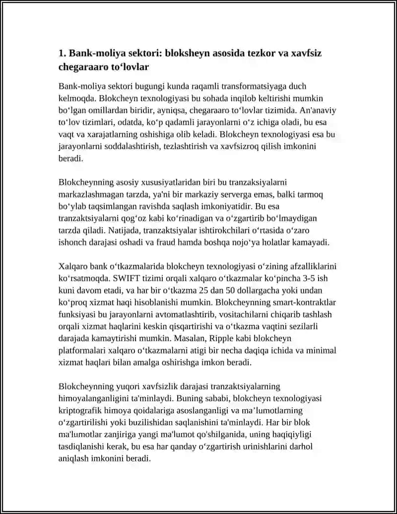 MILLIY IQTISODIYOTNING TURLI SOHALARIDA BLOKSHEYN TEXNOLOGIYASIDAN FOYDALANISH YO'LLARI 4