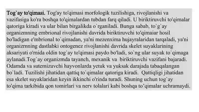 Tog'ay va Suyak To'qimalari: Tuzilishi va Funksiyalari 4