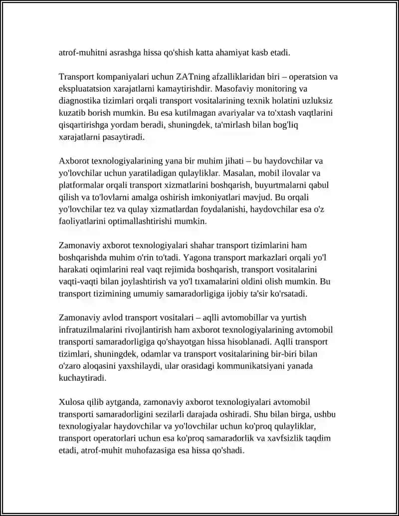AVTOMOBIL TRANSPORTIDA ZAMONAVIY AXBOROT TEXNOLOGIYALARI O'RNI 4