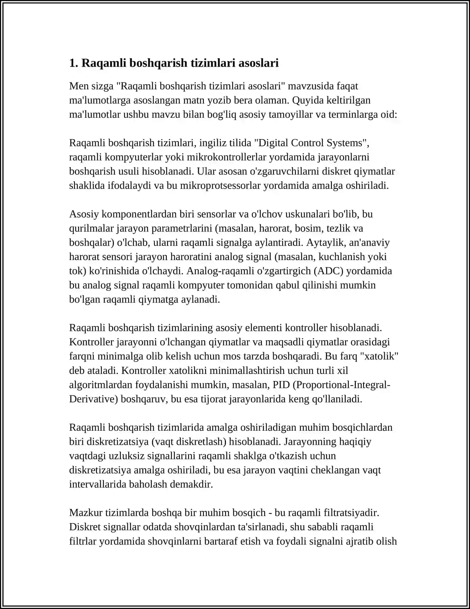 Raqamli boshqarish tizimlari asoslari 4