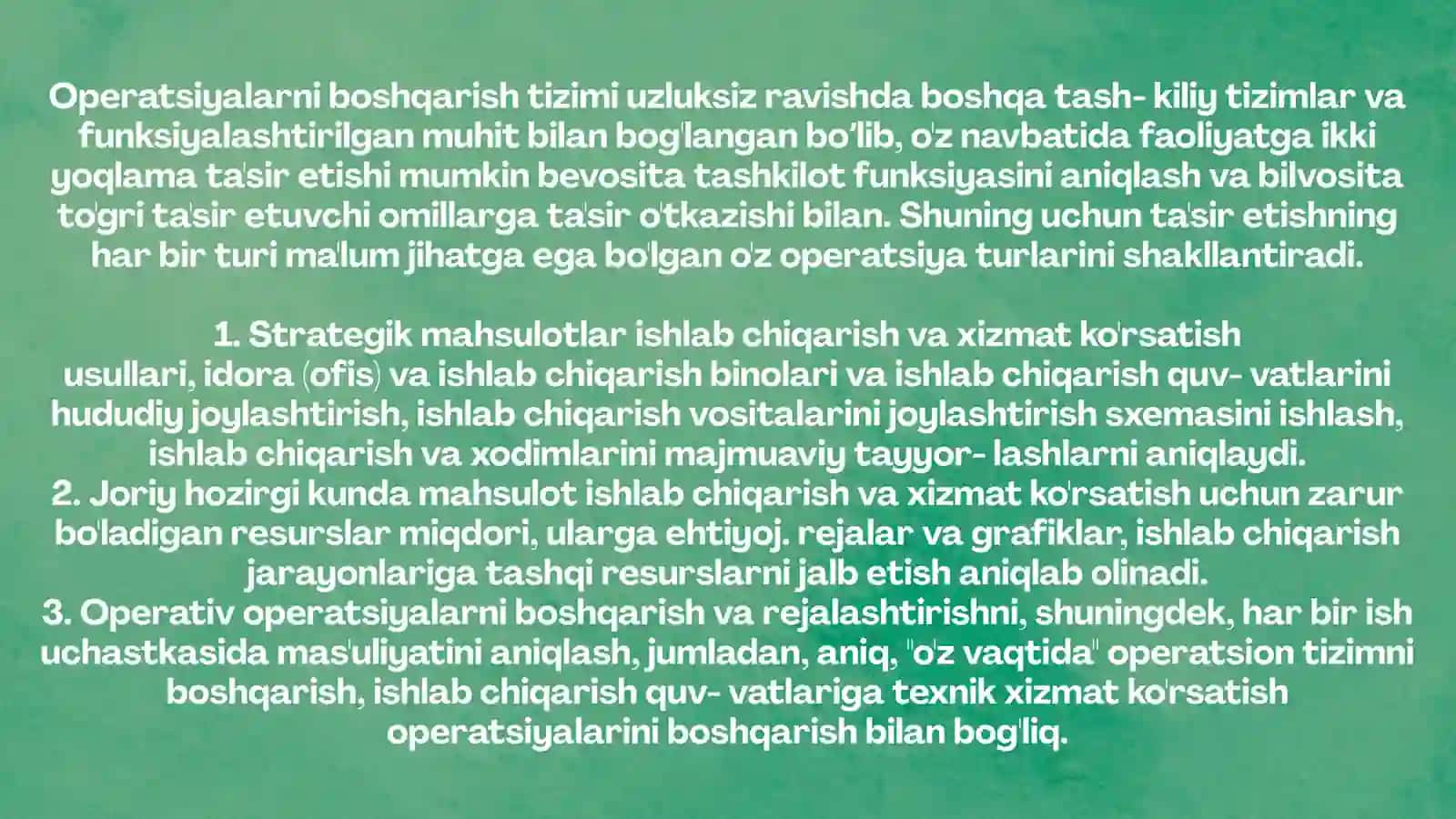 Operatsion menejmentning tarixiy jihatlari va rivojlanish istiqbollari 4