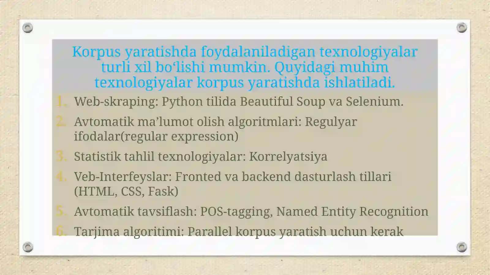 Korpus yaratish texnologiyasi 4