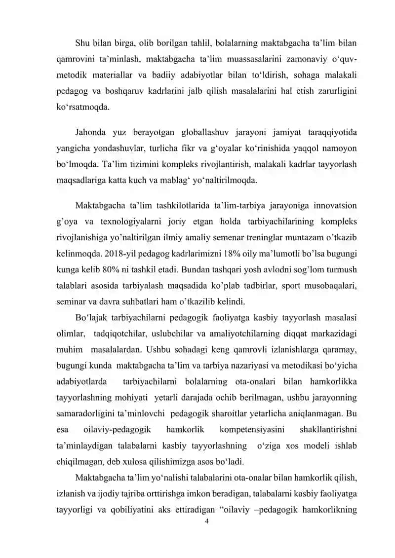 MAKTABGACHA TA'LIM YO‘NALISHI TALABALARINI OTA-ONALAR BILAN HAMKORLIK QILISHGA KASBIY TAYYORLASH 4