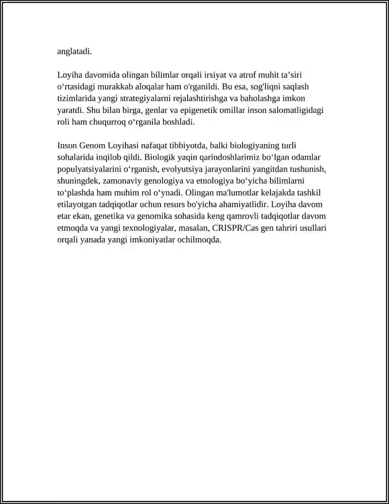 INSON GENOMI LOYIHALASH. TIBBIYOT GENOMIKASI. 4