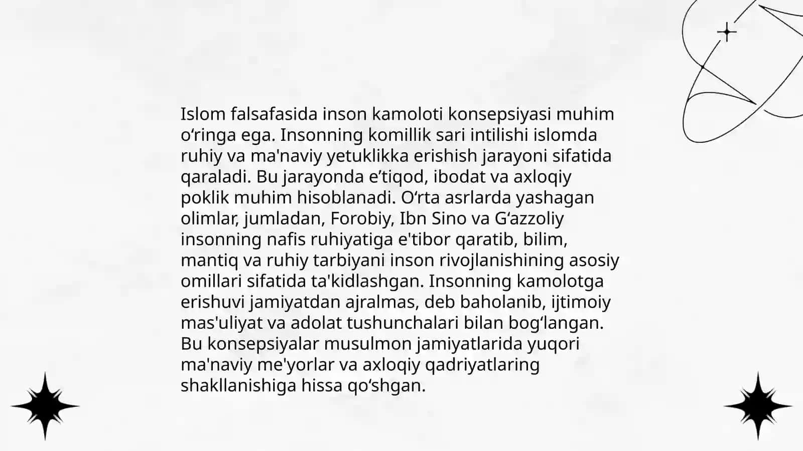Sharq mutafakkirlarining islom dinining inson kamolotiga ta'siri haqidagi g'oyalari 4