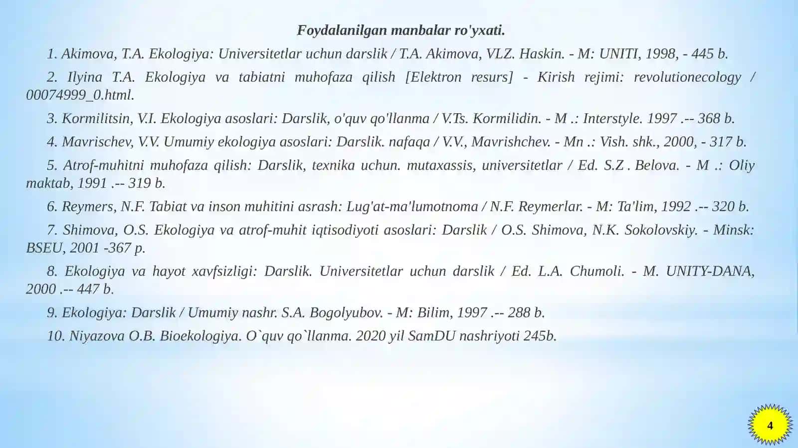 Tirik moddalarni muhofaza qilishning asosiy vazifalari 4