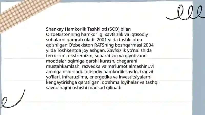 O'zbekistonning xalqaro tashkilotlar bilan hamkorlik aloqalari 4