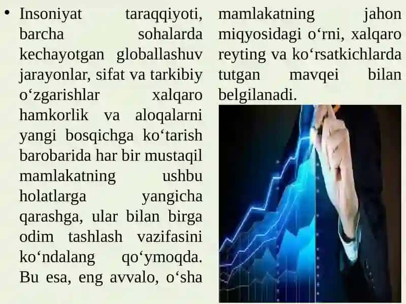 Yangi O‘zbekiston ijtimoiy-siyosiy, iqtisodiy va madaniy hayotida roʻy berayotgan oʻzgarishlarning xalqaro reyting va indekslarda aks etishi 4
