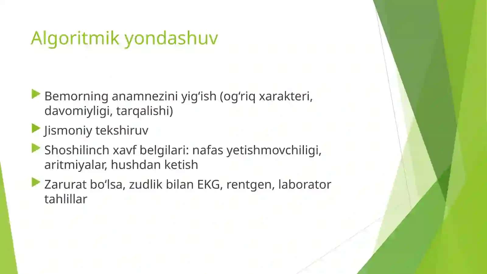 Ko`krak qafasidagi og`riq:algoritmik yondashuv asosida differensial diagnostika 4