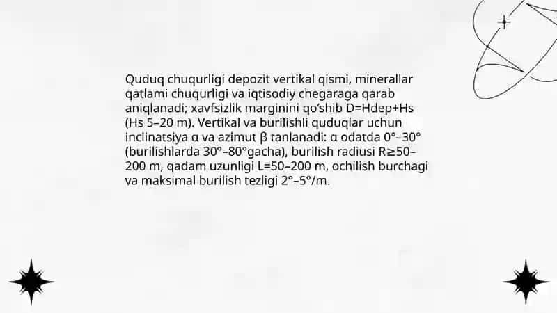 Foydali qazilmalarni skvajinali qazib olish usulini optimal parametrlarini tanlash 4