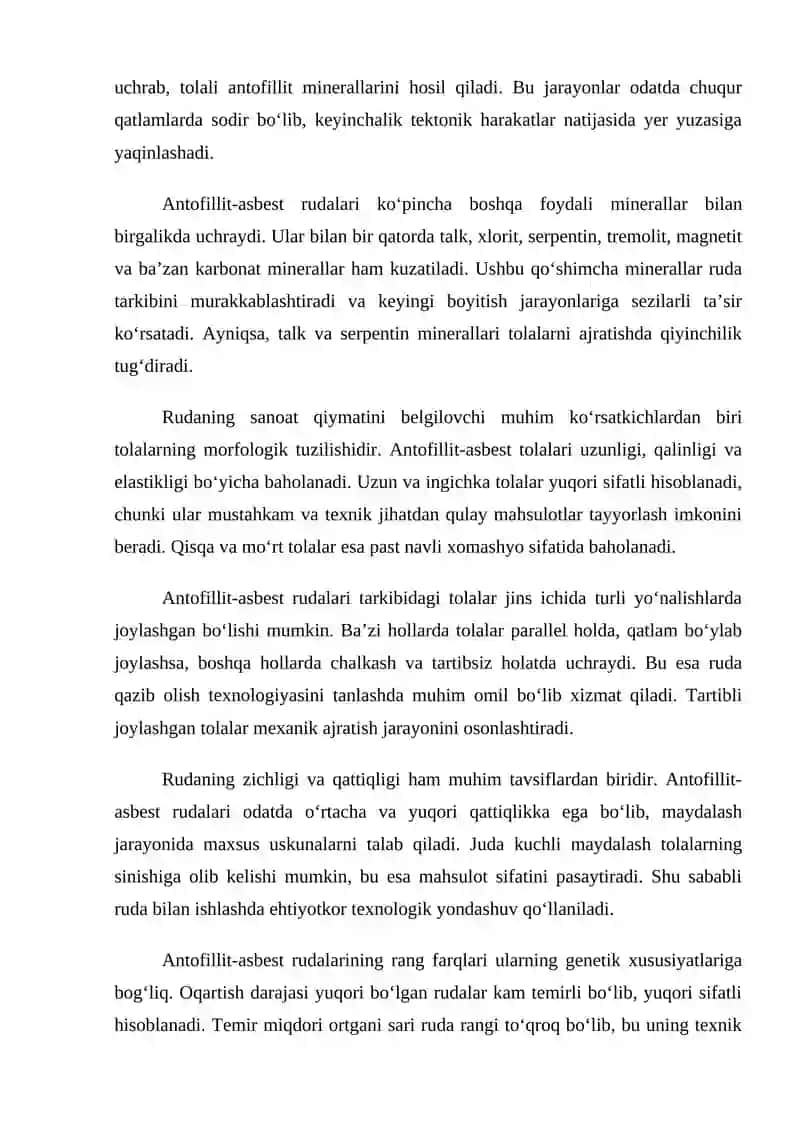 Antofillit-asbest rudalarini boyitish 4