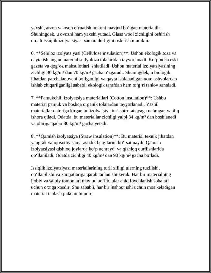 Issiqlik izolyatsiya materiallari 4
