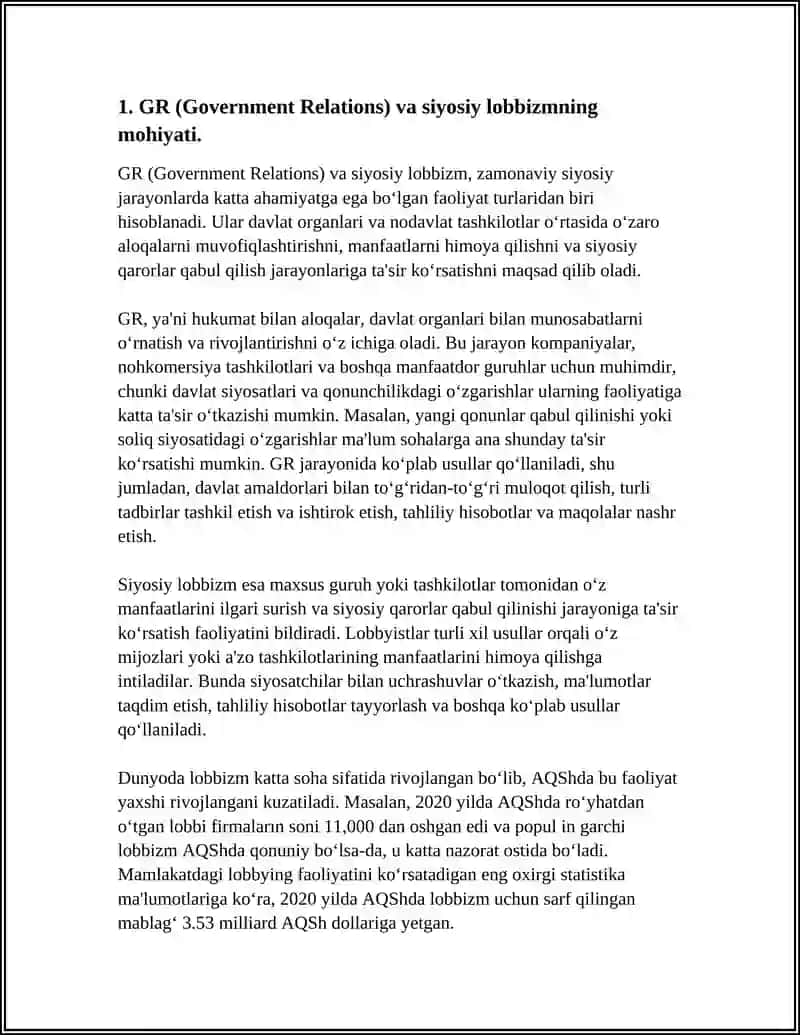 SIYOSIY LOBBIZM VA MARKAZIY OSIYO DAVLATLARIDA SIYOSIY LOBBIZM 4