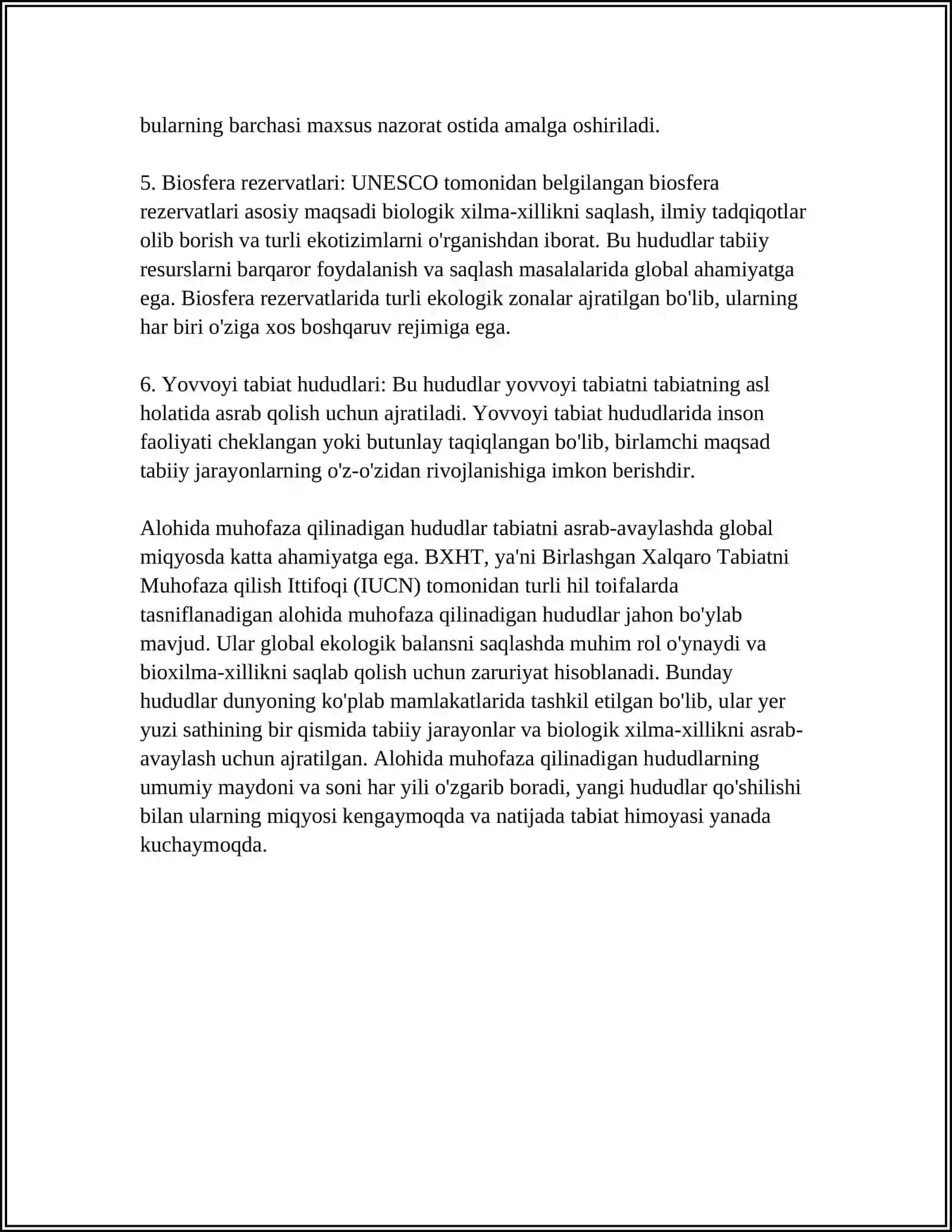 MATERIKLARDAGI ALOHIDA MUHOFAZA QILINADIGAN HUDUDLAR 4