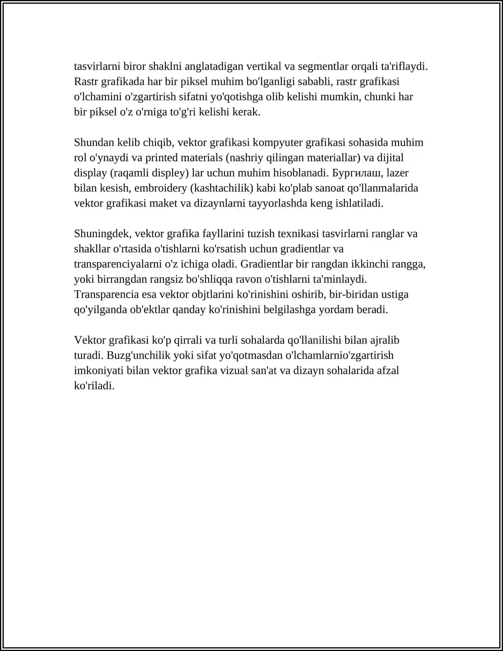 VEKTOR GRAFIKA. VEKTOR GRAFIK DASTURLARI 4