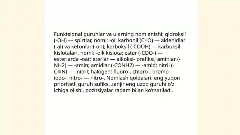 Organik birikmalarning turkumlanishi va nimenklaturasi 4