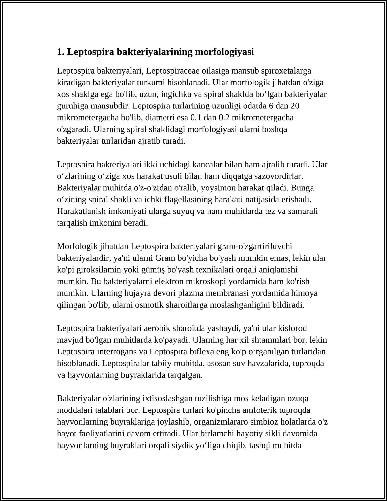 LEPTOSPIROZLAR MORFOLOGIYASI, STRUKTURASI, TARQALGANLIGI KELTIRIB CHIQARUVCHI KASALLIKLARI LABORATORIYA DIAGNOSTIKASI 4