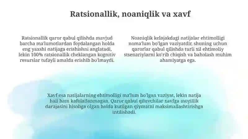 Qaror qabul qilish nazariyasi asoslari 4