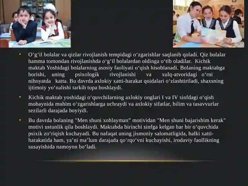 Kichik Maktab Yoshida Psixik Rivojlanish Xususiyatlari 4