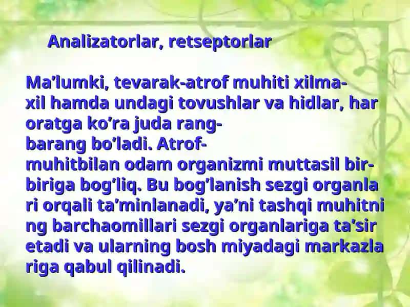 KO'RUV ANALIZATORI. KO'ZNING OPTIK VA RETSEPTOR TIZIMI 4
