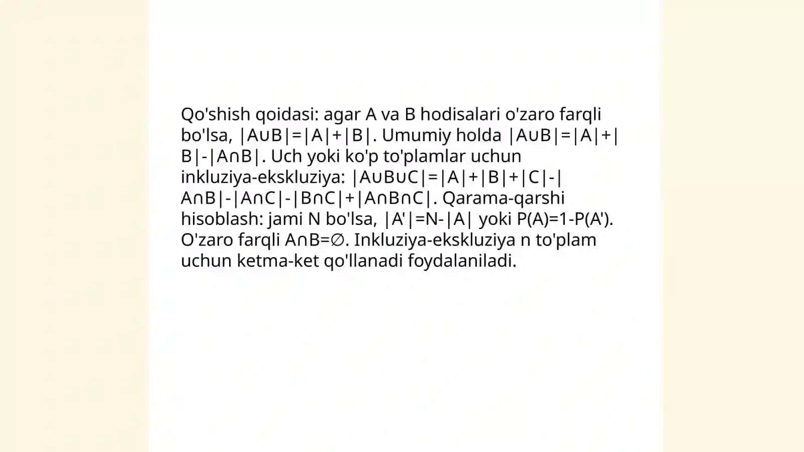 Kambinatorika asosiy prinsipi va kombinatorikaning ba'zi formulalari 4