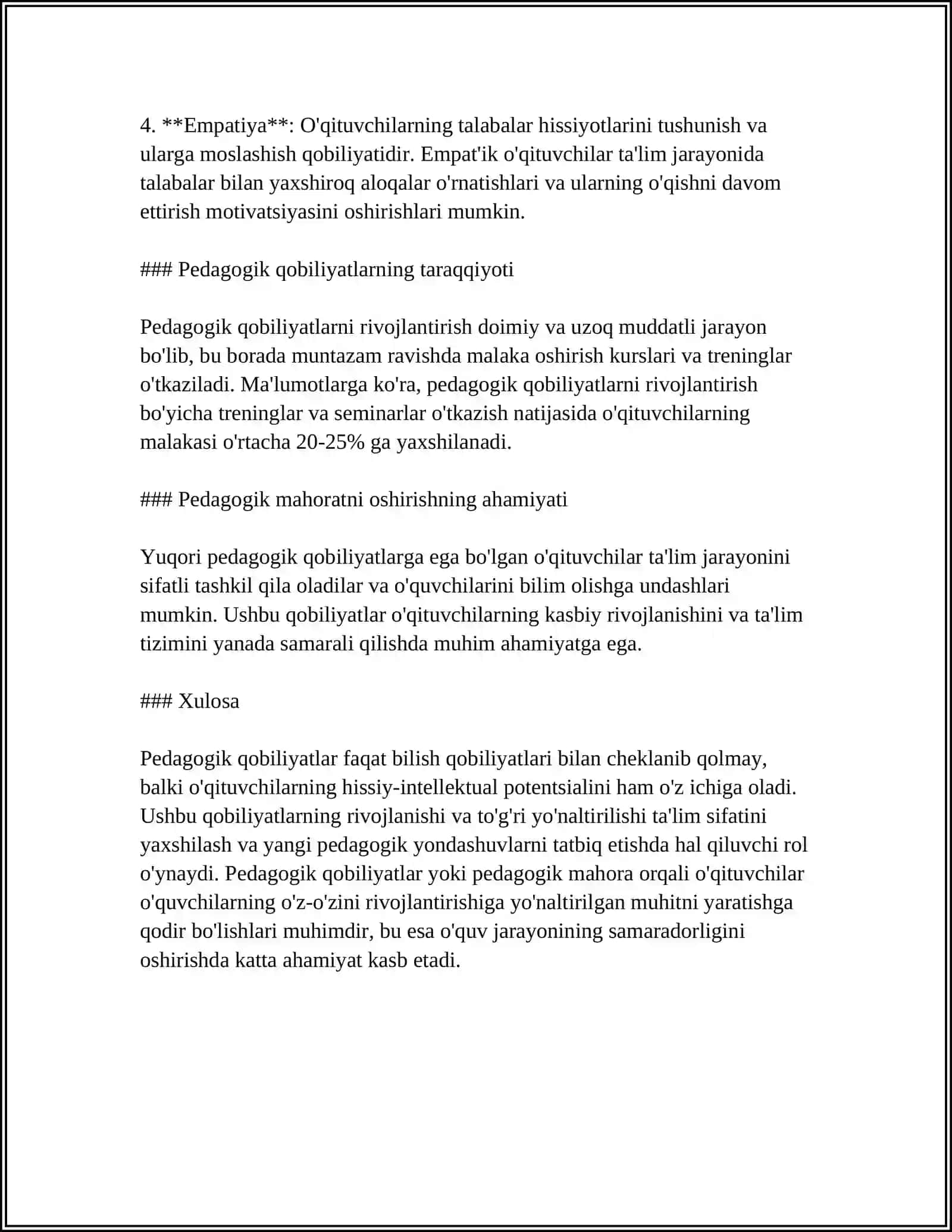 MUSTAQIL ISH Mavzu: PEDAGOGIK QOBILYATLAR 4