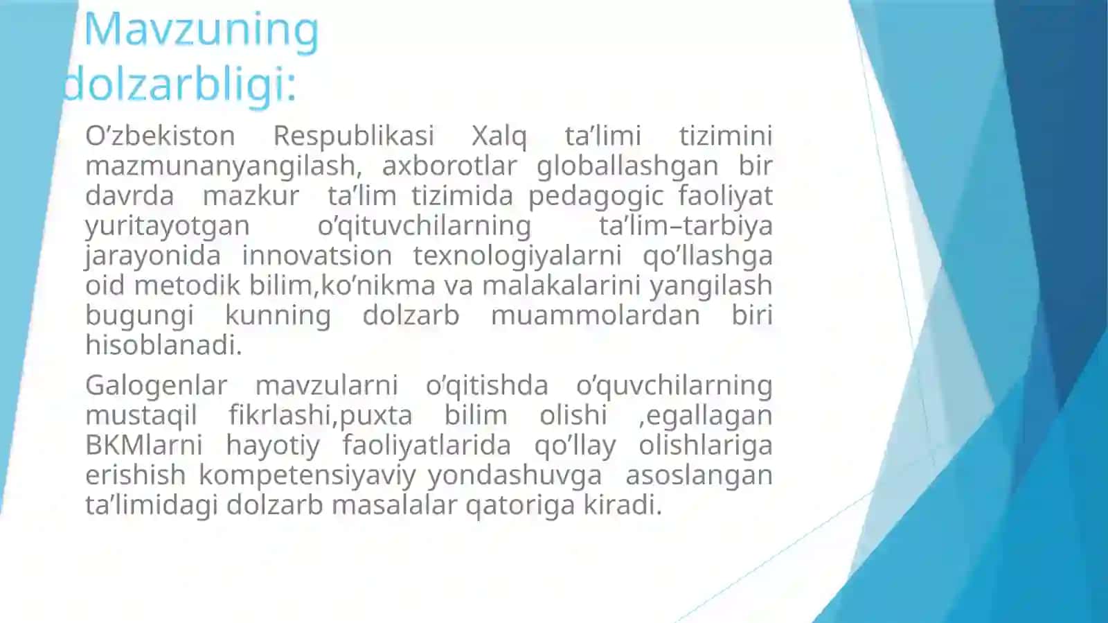 Galogenlar mavzusini o’qitish metodikasi va dars ishlanmasi 4