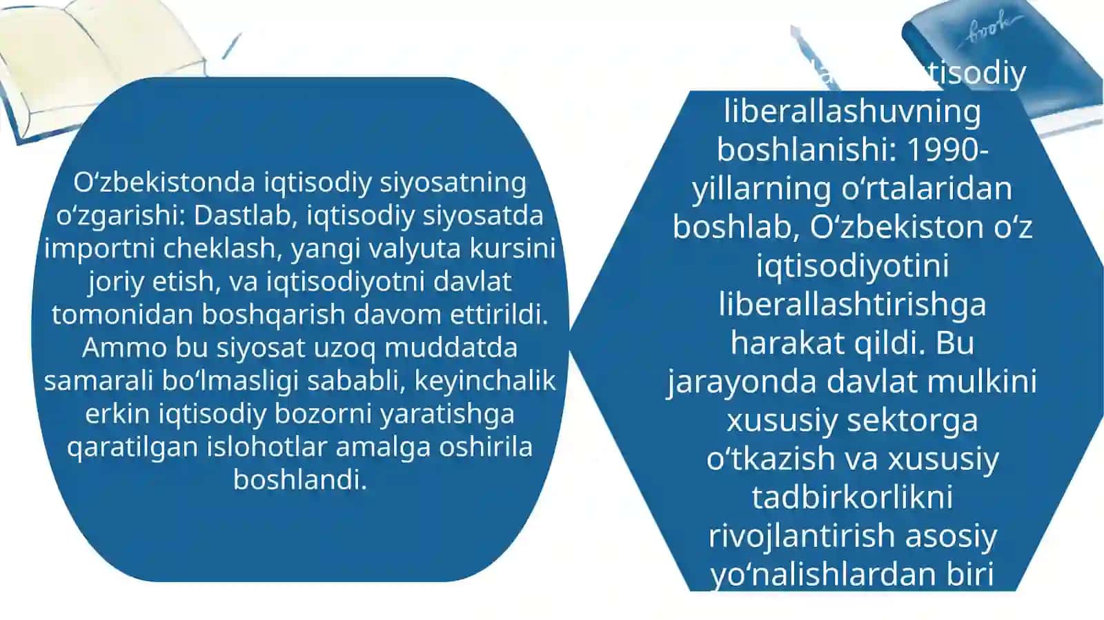Iqtisodiy islohatlar xususiy  mulkchilikning shaklanishi o`zbekistinda bozor munosabatlarining rivoj 4