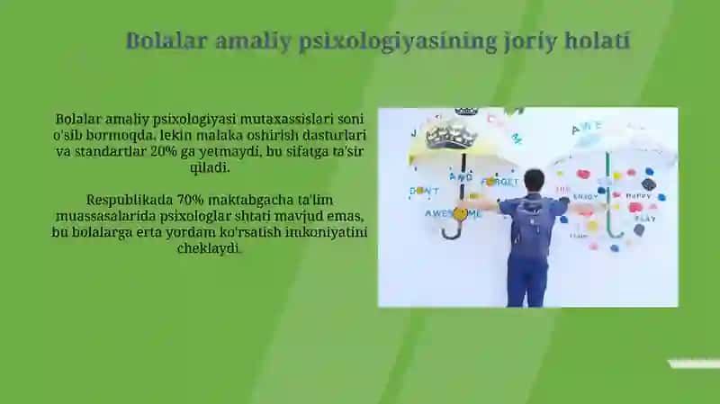 Bolalar amaliy psixologining targ'ibot-tashviqot faoliyati bóyicha yól xaritasini yarating 4