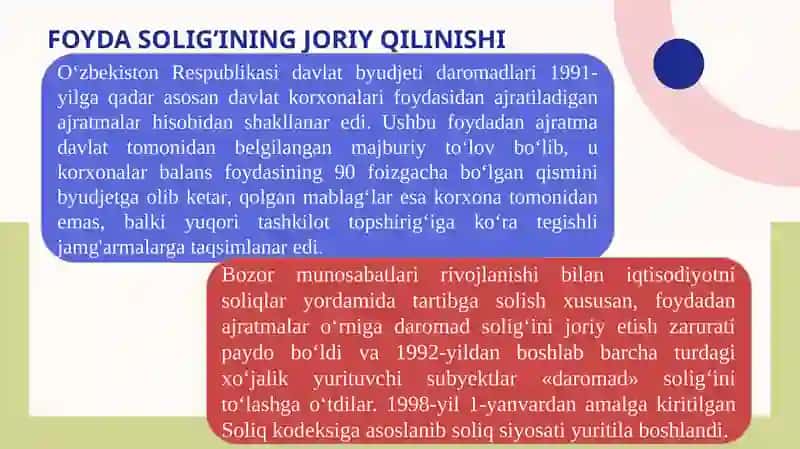Foyda solig’ining iqtisodiy mohiyati va joriy etish bosqichlari 4