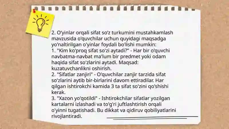 Sifat soʻz turkumini oʻrganishda interfaol usullarni qoʻllash 4