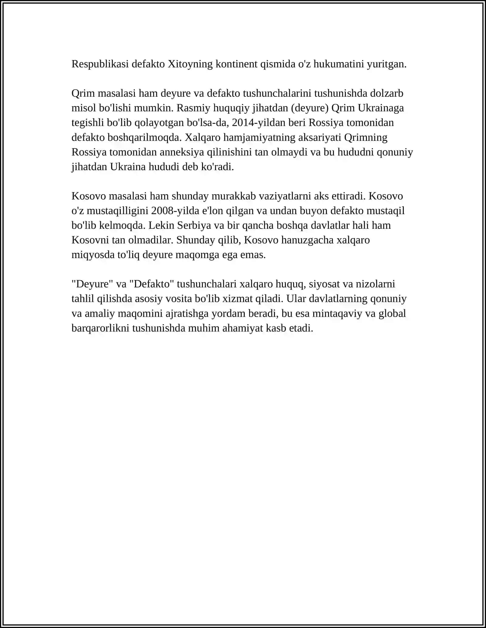 DEYURE VA DEFAKTO TAN OLISH 4