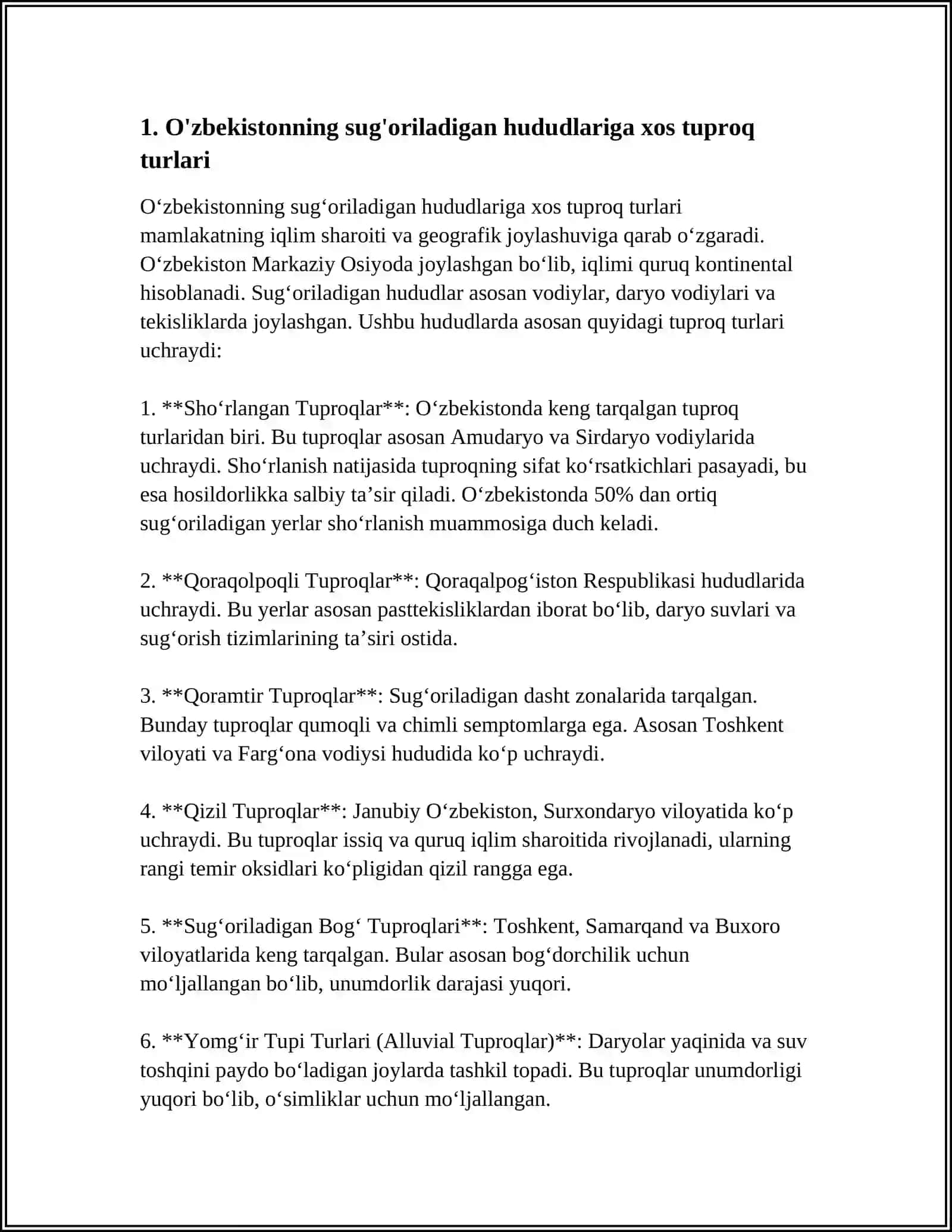 ÕZBEKISTONNING SUĞORILADIGAN DEHQONCHILIK HUDUDLARINING TUPROQLARI 4