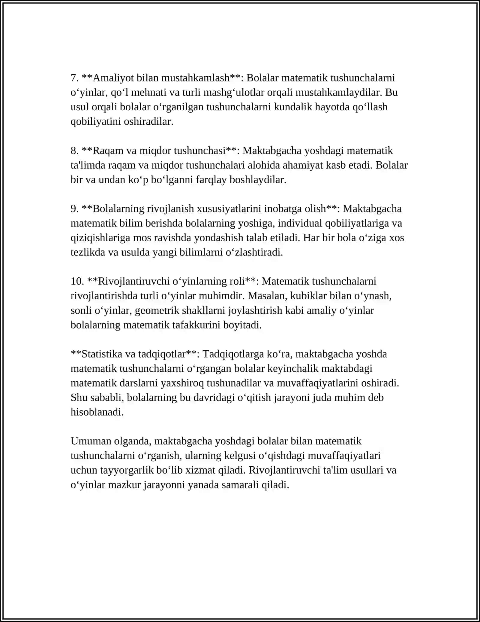 MEKTEPKE SHEKEMGI JASTAǴI BALALARDA MATEMATIKALIQ TÚSINIKLERDI QÁLIPLESTIRIWDIŃ ZAMANAGÓY TEXNOLOGIYALARI 4