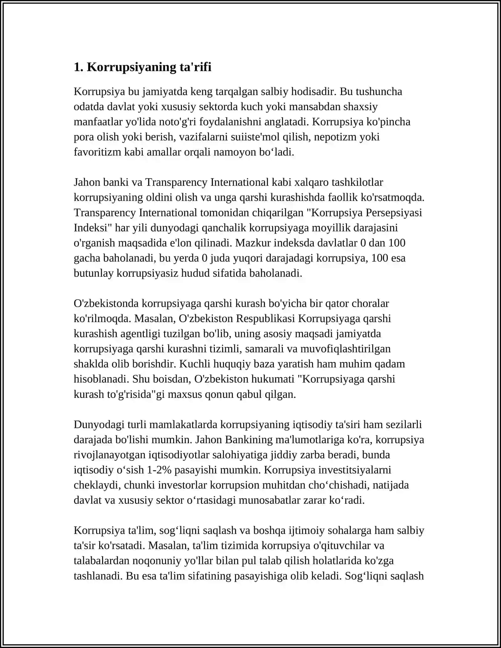 O'ZBEKISTON RESPUBLIKASINING KORRUPSIYAGA QARSHI KURASHISH SOHASIDAGI QONUNNING MAZMUN MOHIYATI 4
