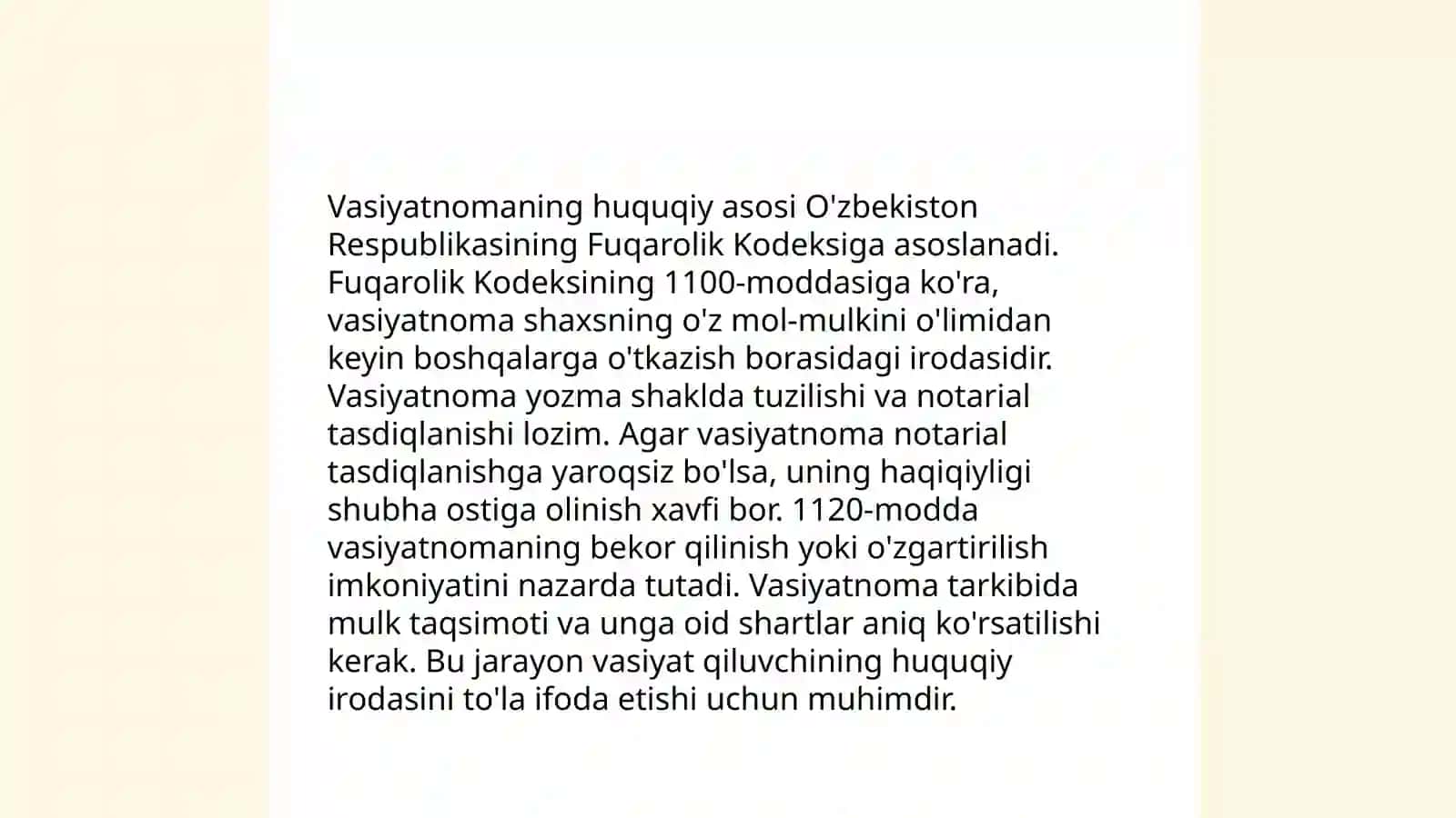 Davlat tilida ish yuritish fanidan Vasiyatnoma mavzusida slayd 4