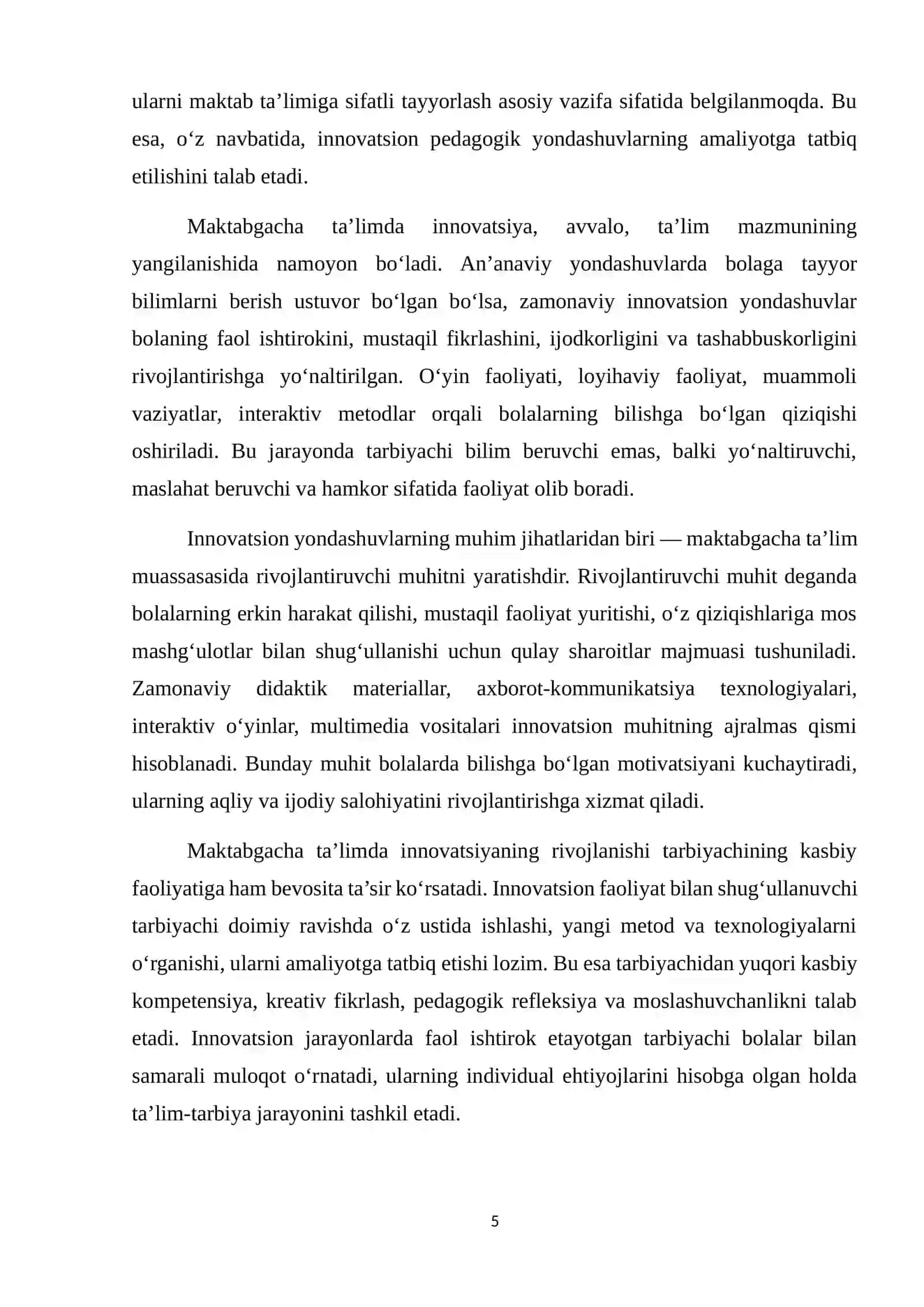 Maktabgacha taʼlimda innovatsiyaning rivojlanishi 4