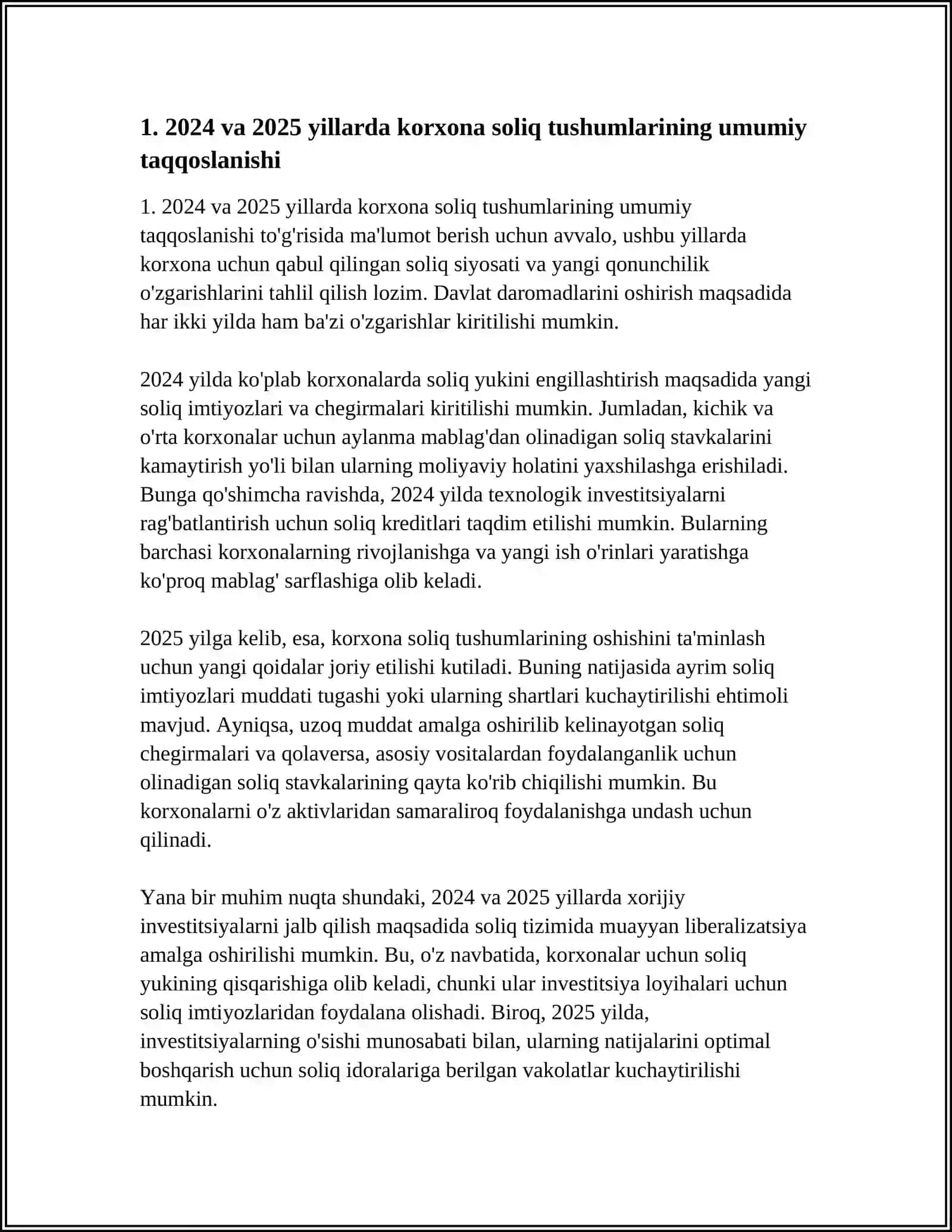 KORXONA SOLIQLARINI 2 YIL KESIMIDA TAHLIL QILISH (2024 2025 YY.) 4